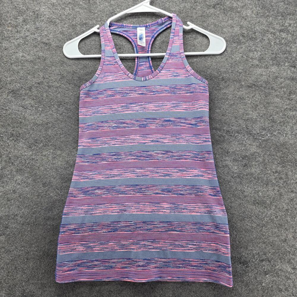 Ivivva Tank Top Girls 14 Pink Striped Racerback Activewear Casual Scoop Neck